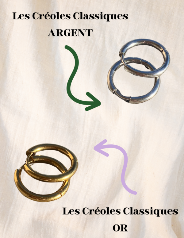 Créoles Classiques - Acier Inoxydable Or & Argent